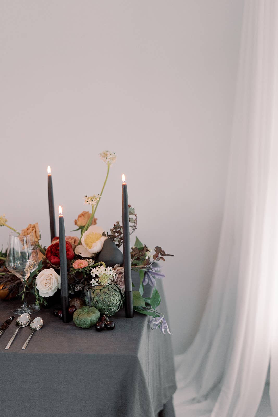Charcoal | Dipped Beeswax Taper Candles | All Natural