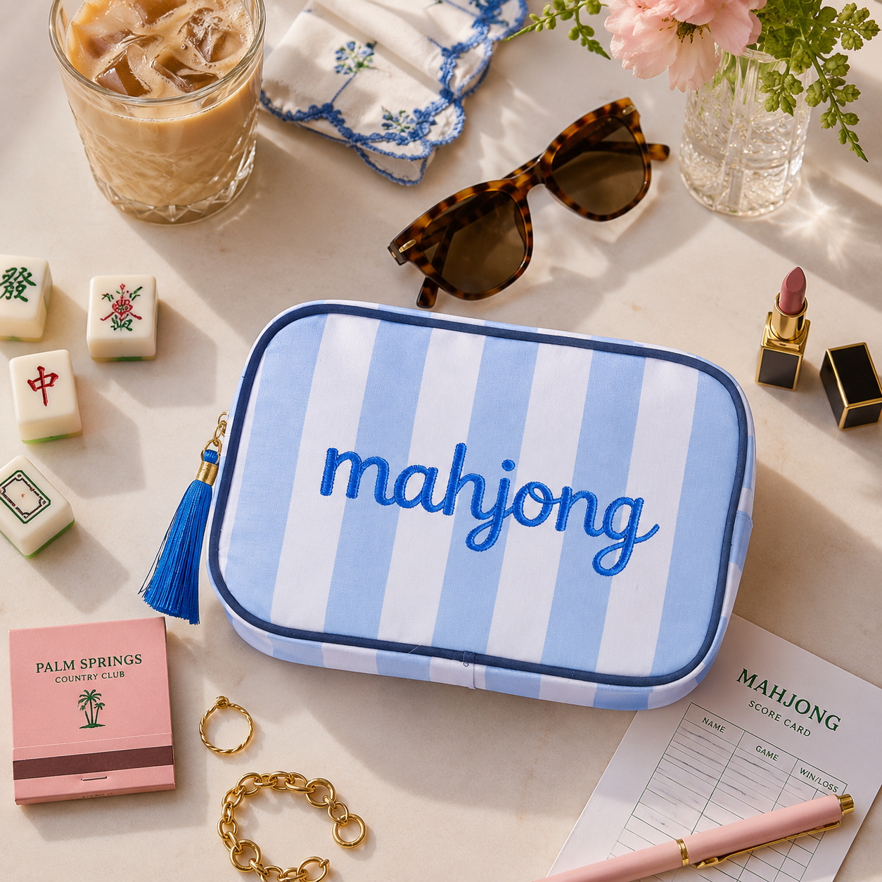 Mahjong Cosmetic Pouch, Mahjong Makeup Bag