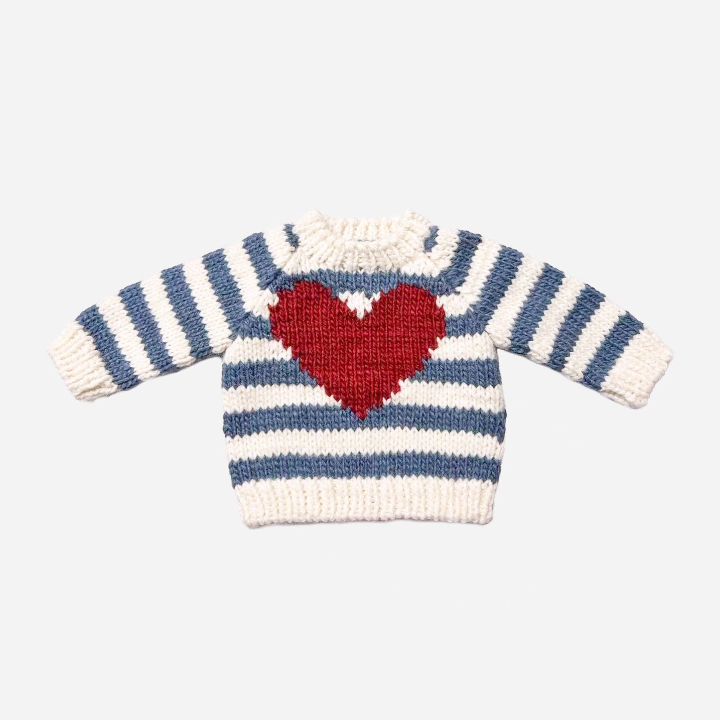Stripe Big Heart Sweater Baby Blue Gift Fall
