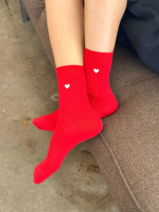 LeBon Shoppe Embroidered Heart Socks