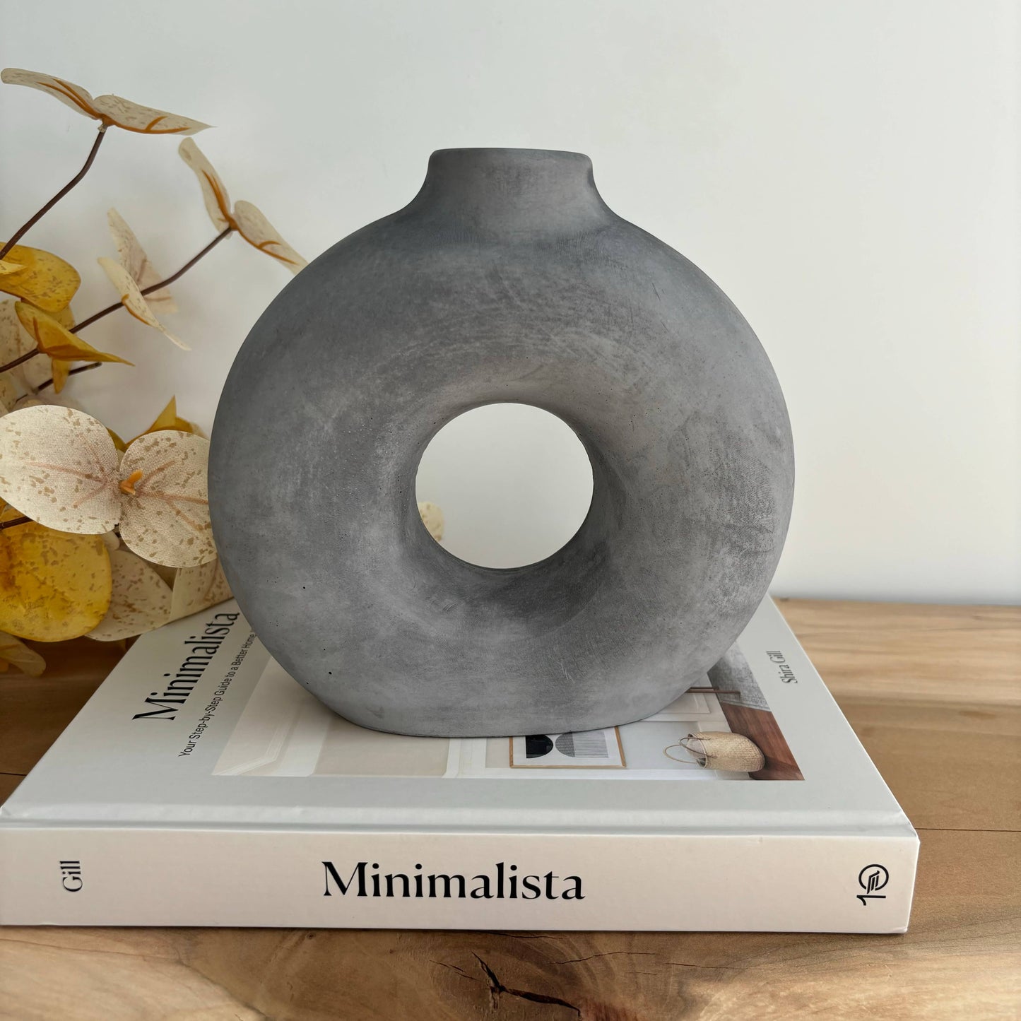 Fancy Concrete Donut Vase | Circular Hollow Vase