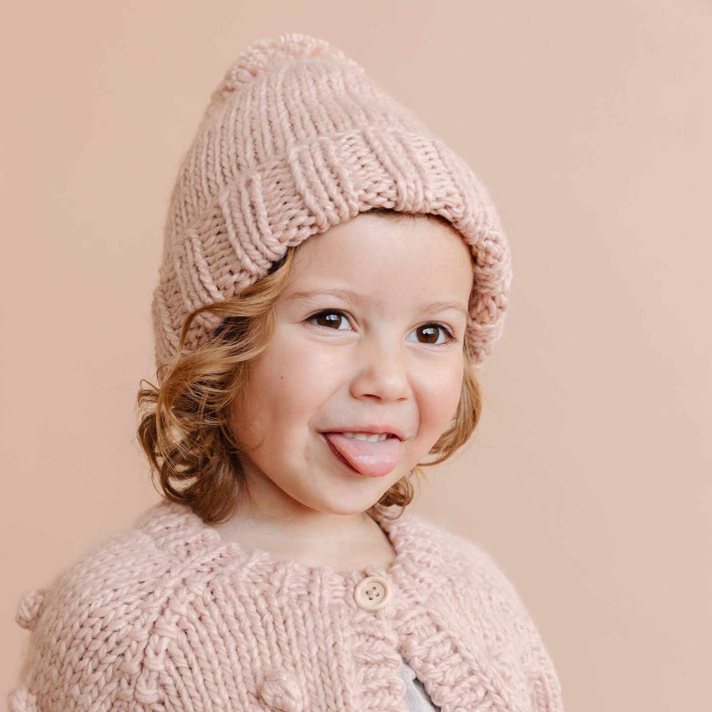 Classic Pom Hat Blush Baby Kids Fall Winter Beanie