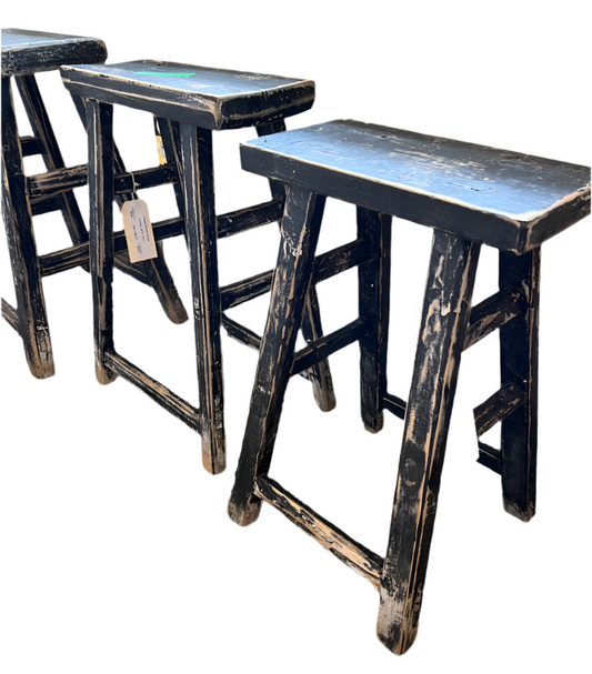 Black Chinese Rustic Stools