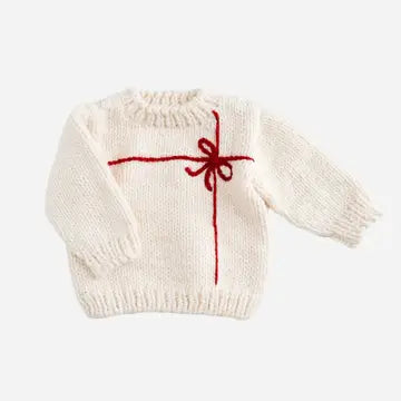 Kids Present Sweater- Cream/Red