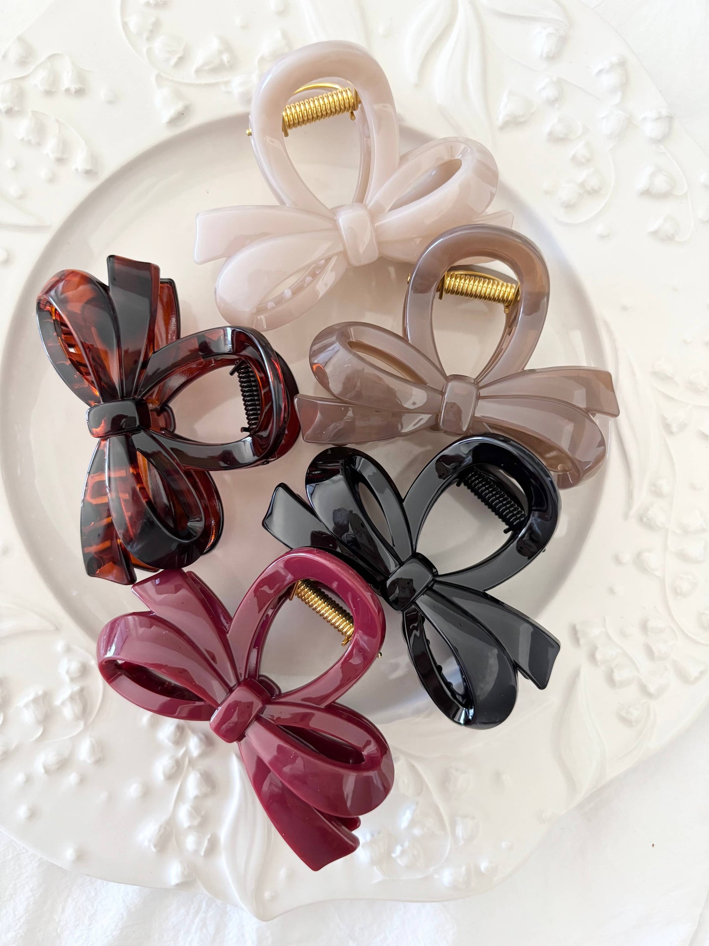 Assorted Fall Neutral Bow Hair Claw - CASSO