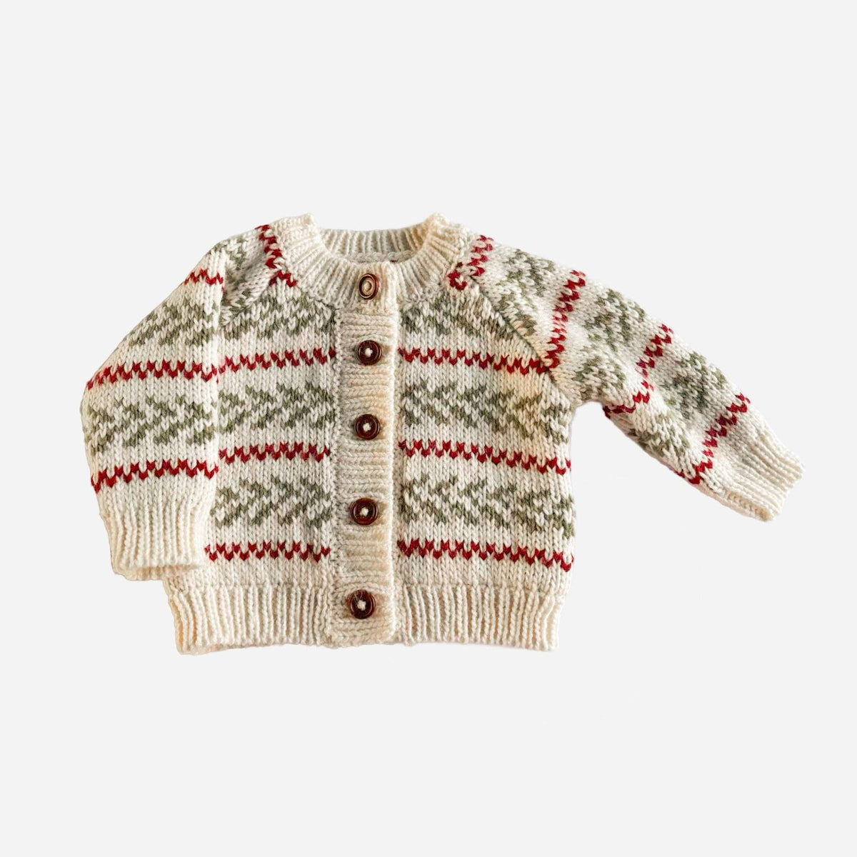Evergreen Cardigan Christmas Red Green Pine Stripe Holiday