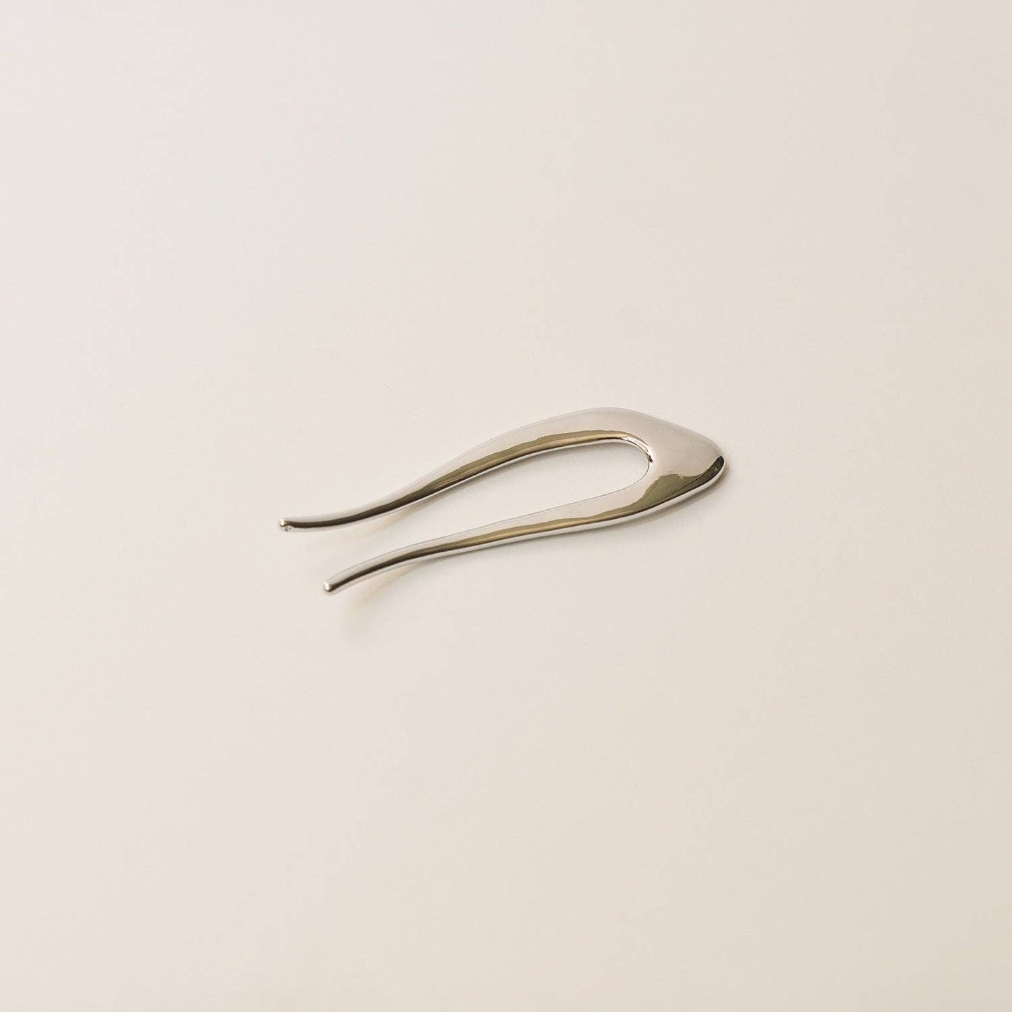 Short U-Shaped Metal Hair Stick | Silver