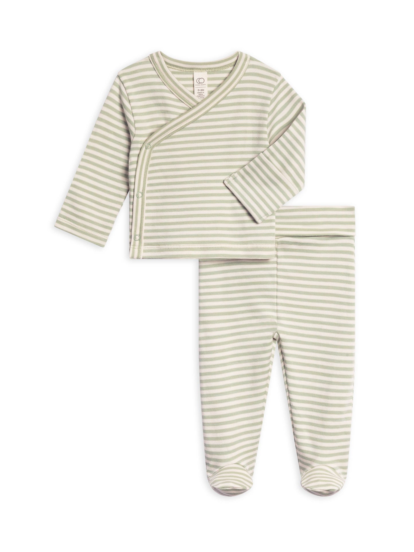 Colored Organics Riley 2 Piece Kimono Top and Pant Set - Stripe Collection