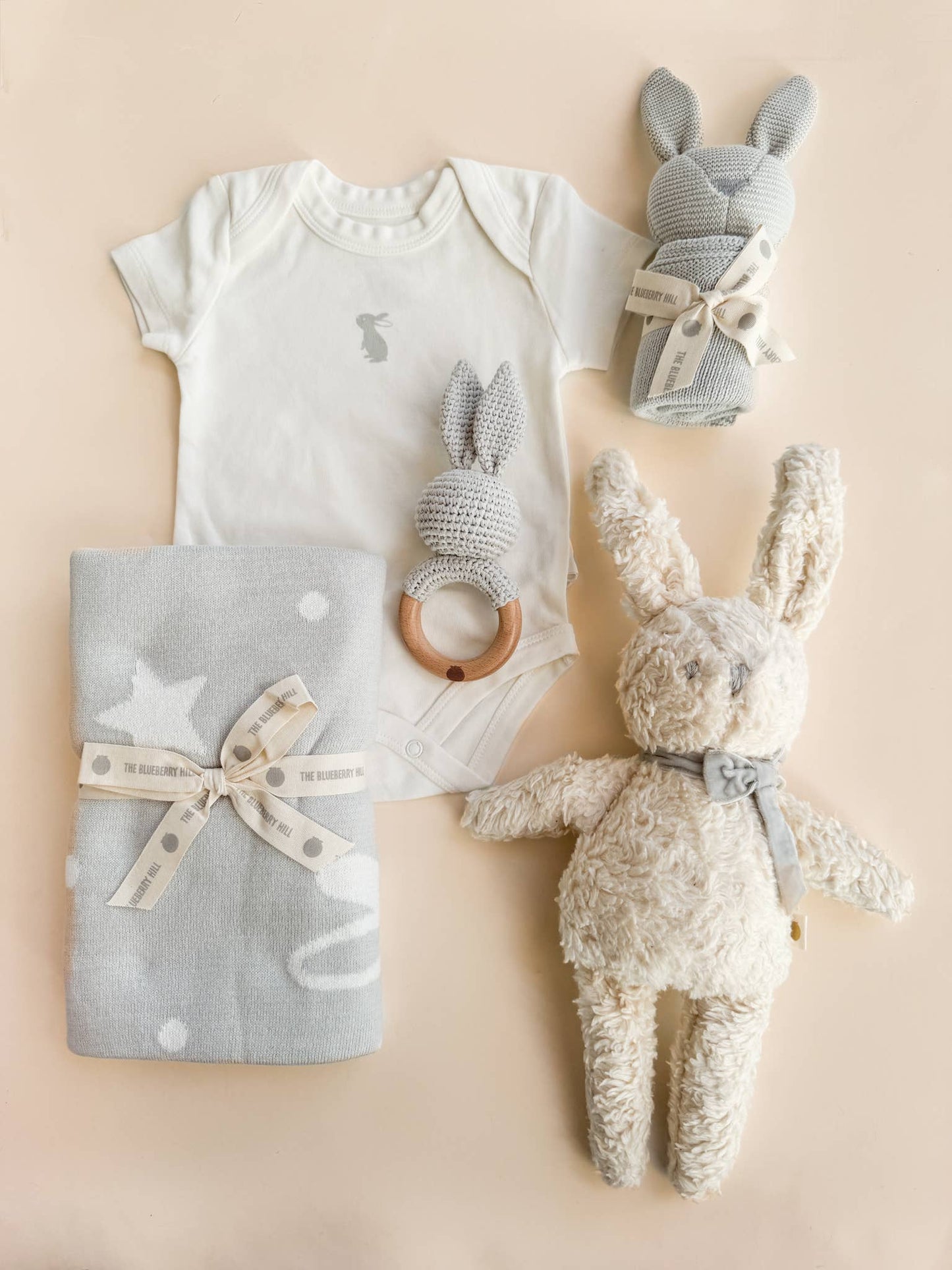 Plush Bunny Grey Bow Doll Baby Sherpa Organic Cotton Spring