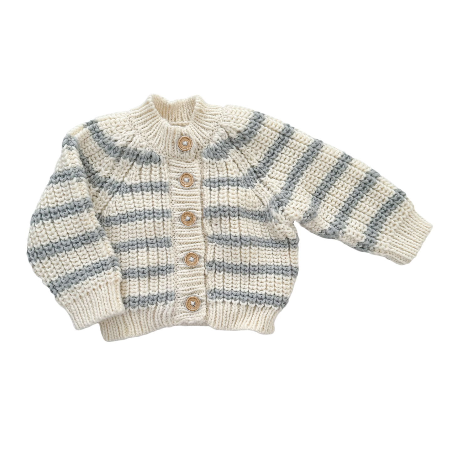 Rib Knit Stripe Cardigan Bowie Grey Baby Kid Sweater Basics
