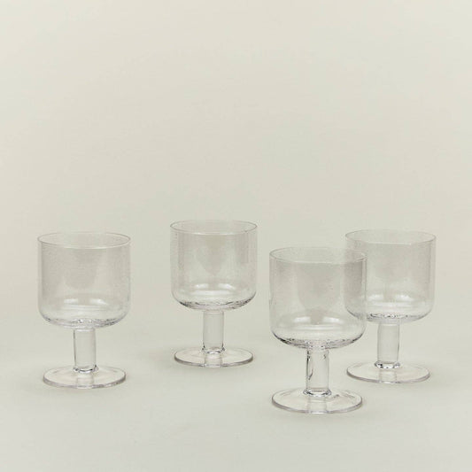 SIMPLE SEEDED GLASSWARE - STEMMED - SET OF 4, CLEAR