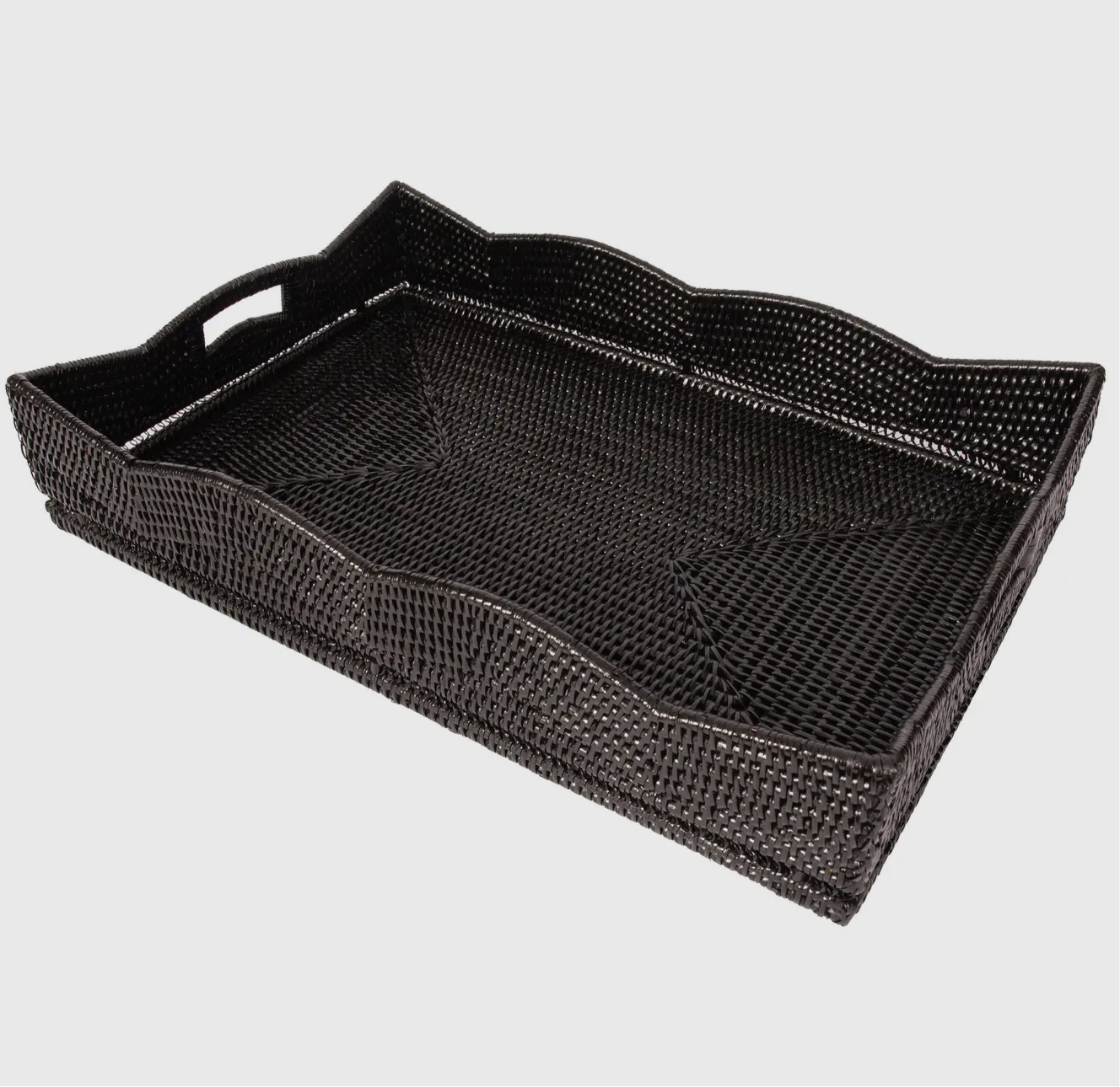 Scallop Rectangular Tray With Cutout Handles