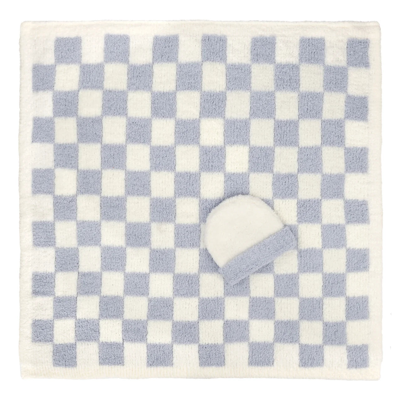 Kashwere Baby Blanket Checkered w/ Cap - Chenilla Cloud