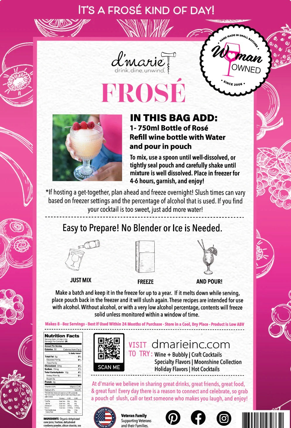 D’Marie Frose 10 oz Slush Cocktail Mix