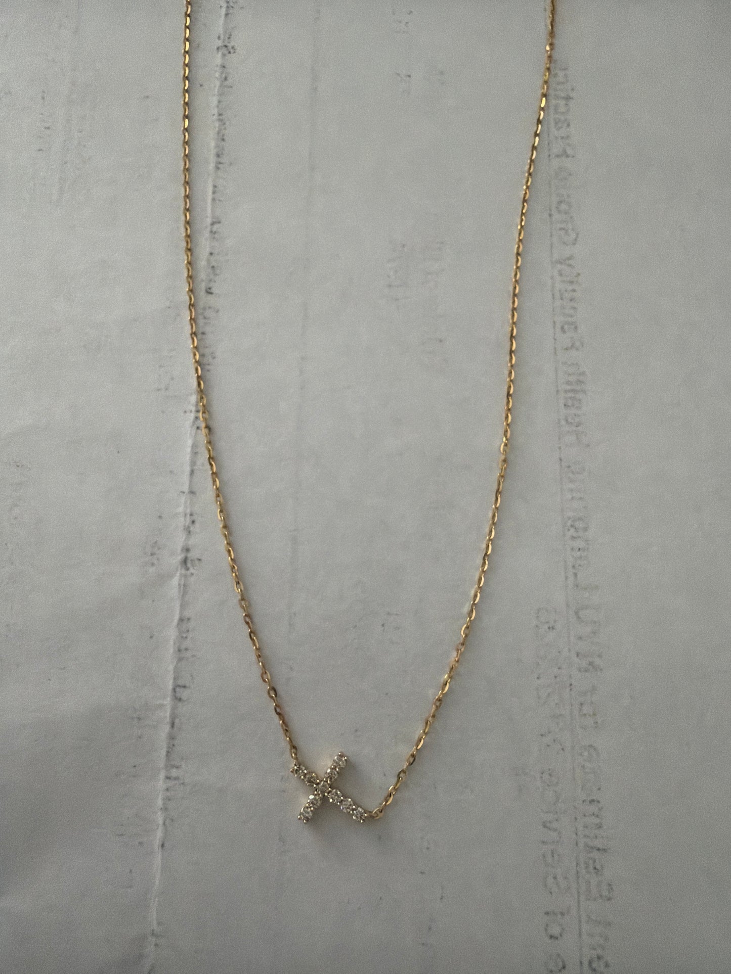 Sideways Diamond Cross Necklace