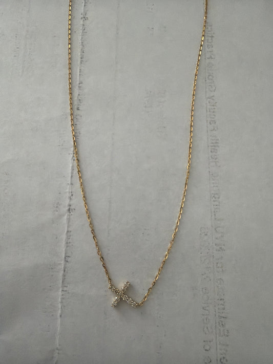 Sideways Diamond Cross Necklace