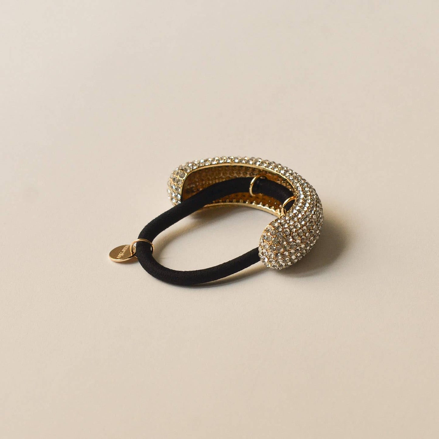 Pave Stone Metal Cuff Ponytail Hair Tie | Gold