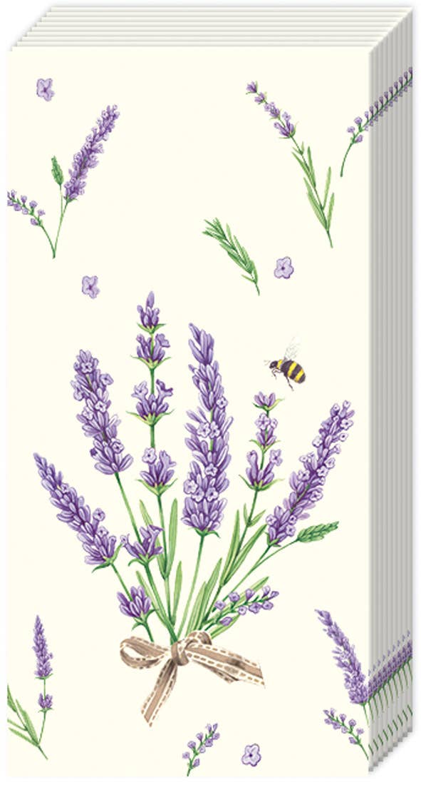 Pocket Tissues Pack of 10 Bouquet of Lavender Cream