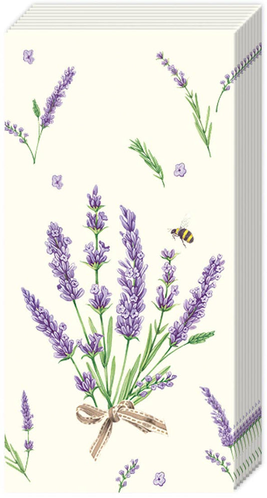 Pocket Tissues Pack of 10 Bouquet of Lavender Cream