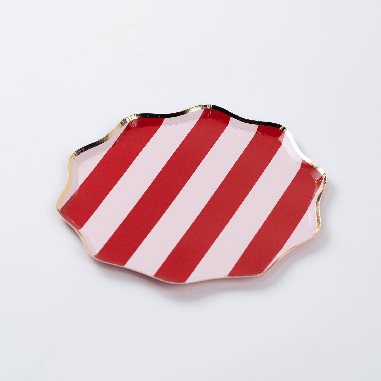 HOL25-DP8- Red Holiday Stripes Dessert Plates
