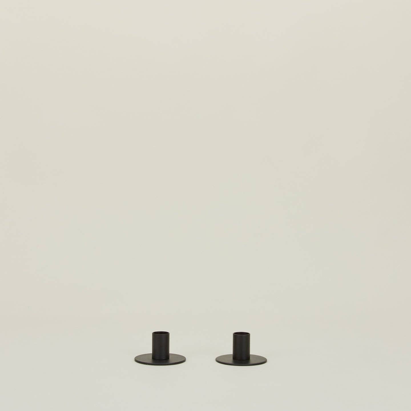 ESSENTIAL METAL CANDLE HOLDERS, SET OF 2 - BLACK