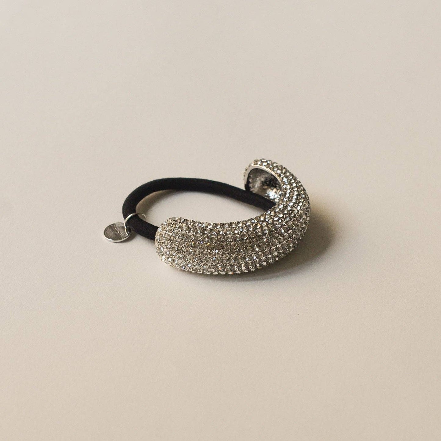 Pave Stone Metal Cuff Ponytail Hair Tie | Silver