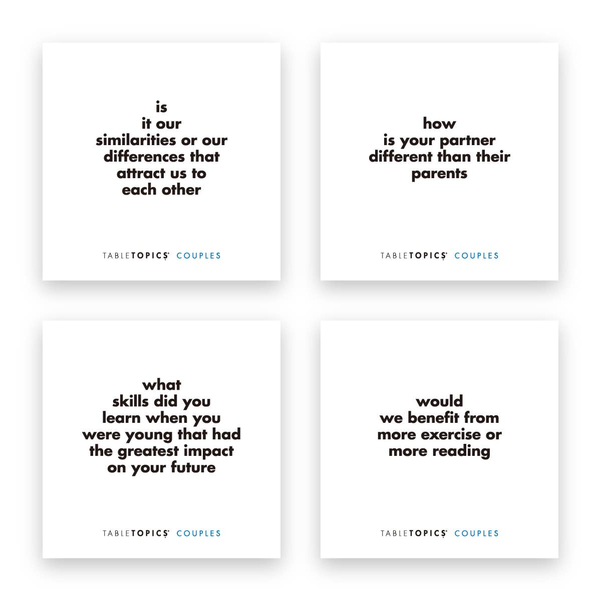TABLETOPICS COUPLES - Conversation Starters for Deeper Convo