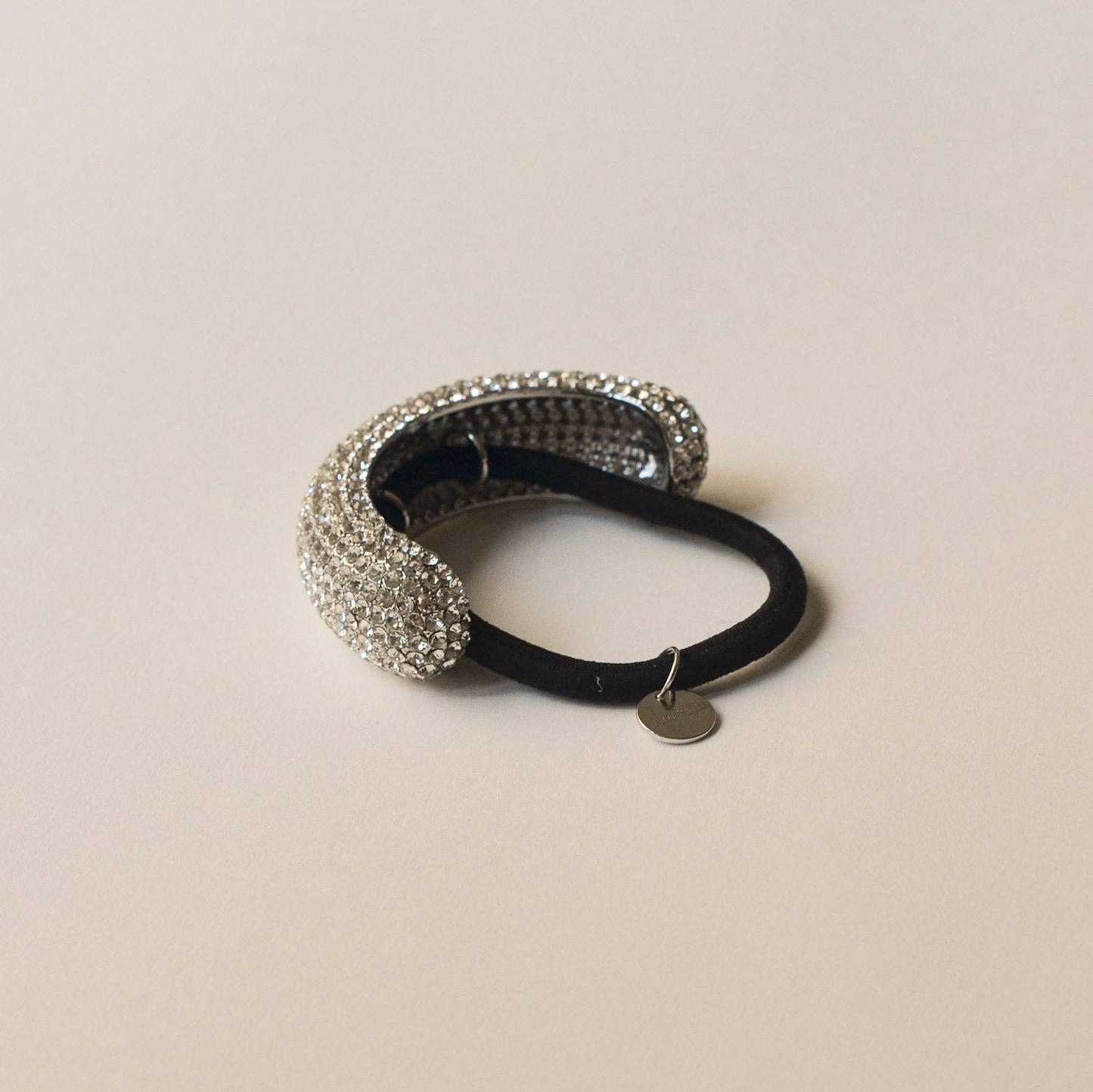 Pave Stone Metal Cuff Ponytail Hair Tie | Silver