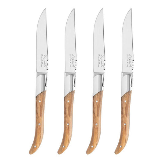 Laguiole Connoisseur Steak Knives Set of 4 Olive Wood