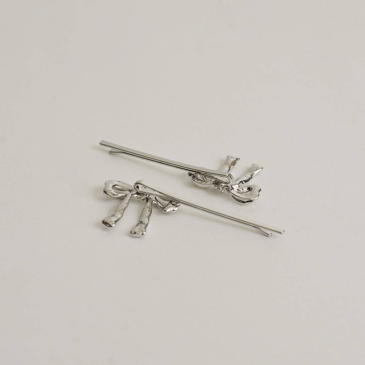 Ribbon Metal Hair Bobby Pins | Silver