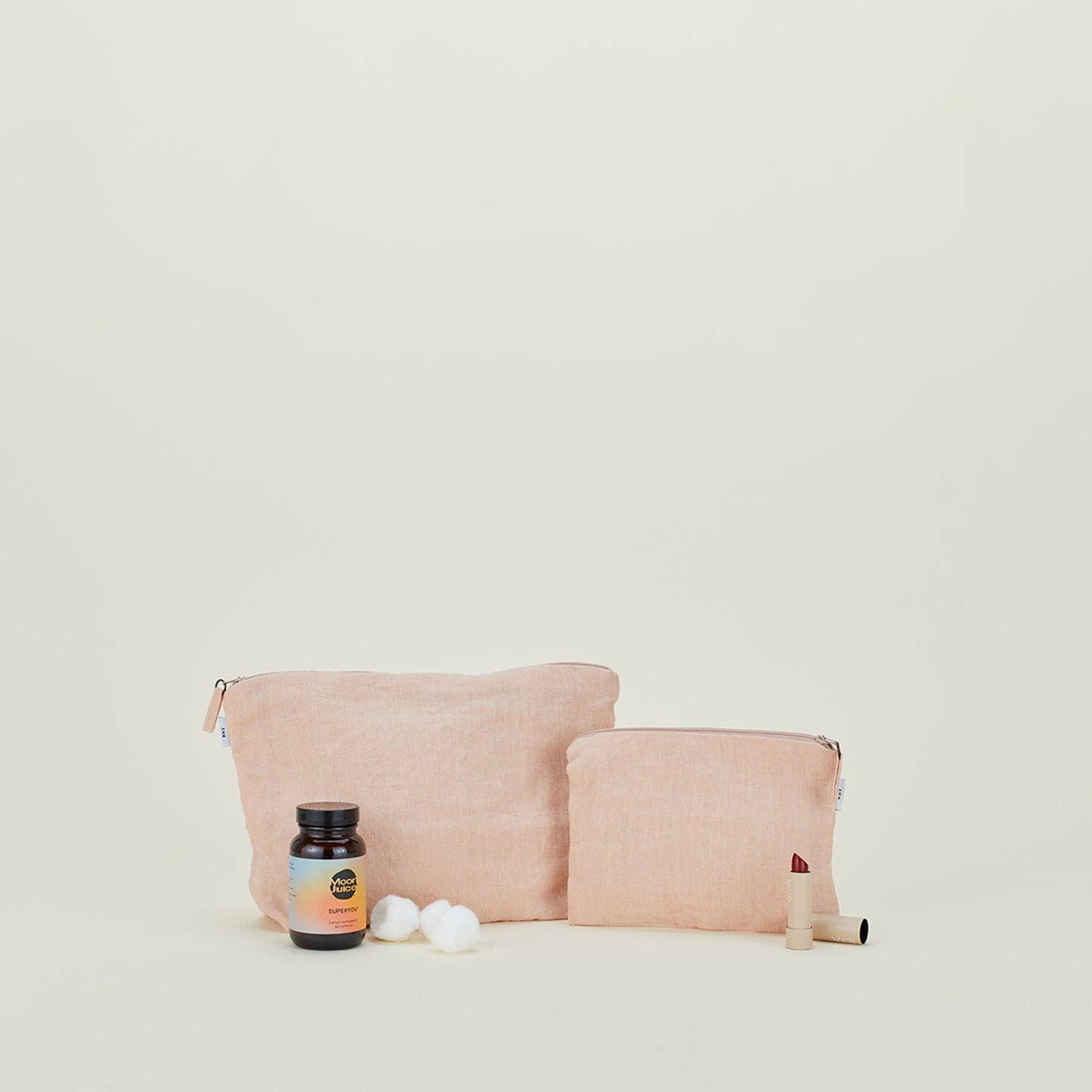 SIMPLE LINEN ZIPPER POUCHES - BLUSH