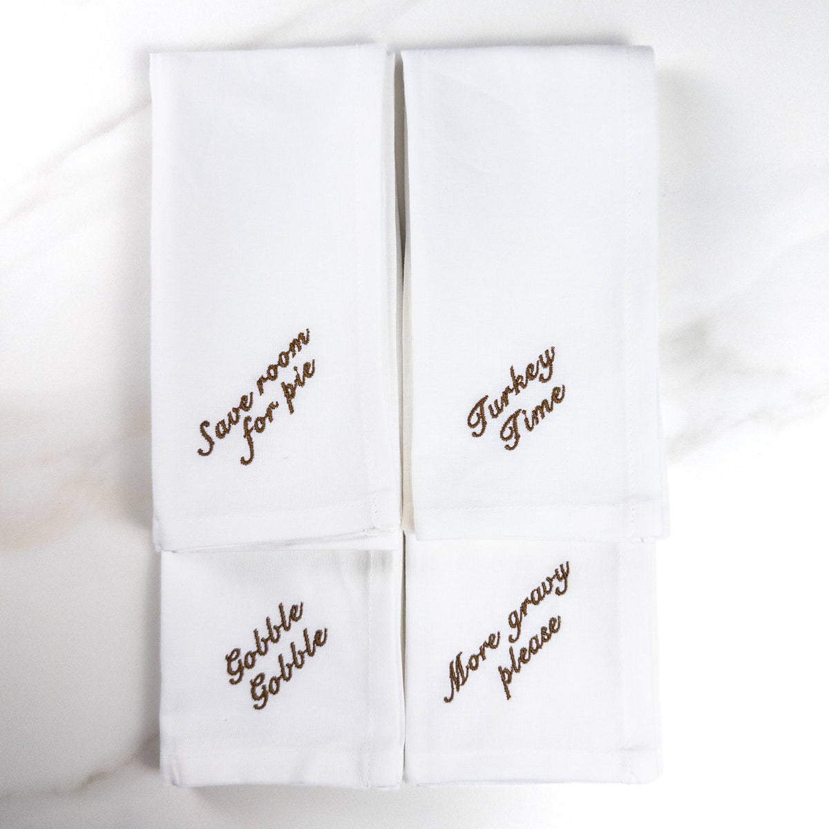 Thanksgiving Sayings Embroidered Dinner Napkin Set