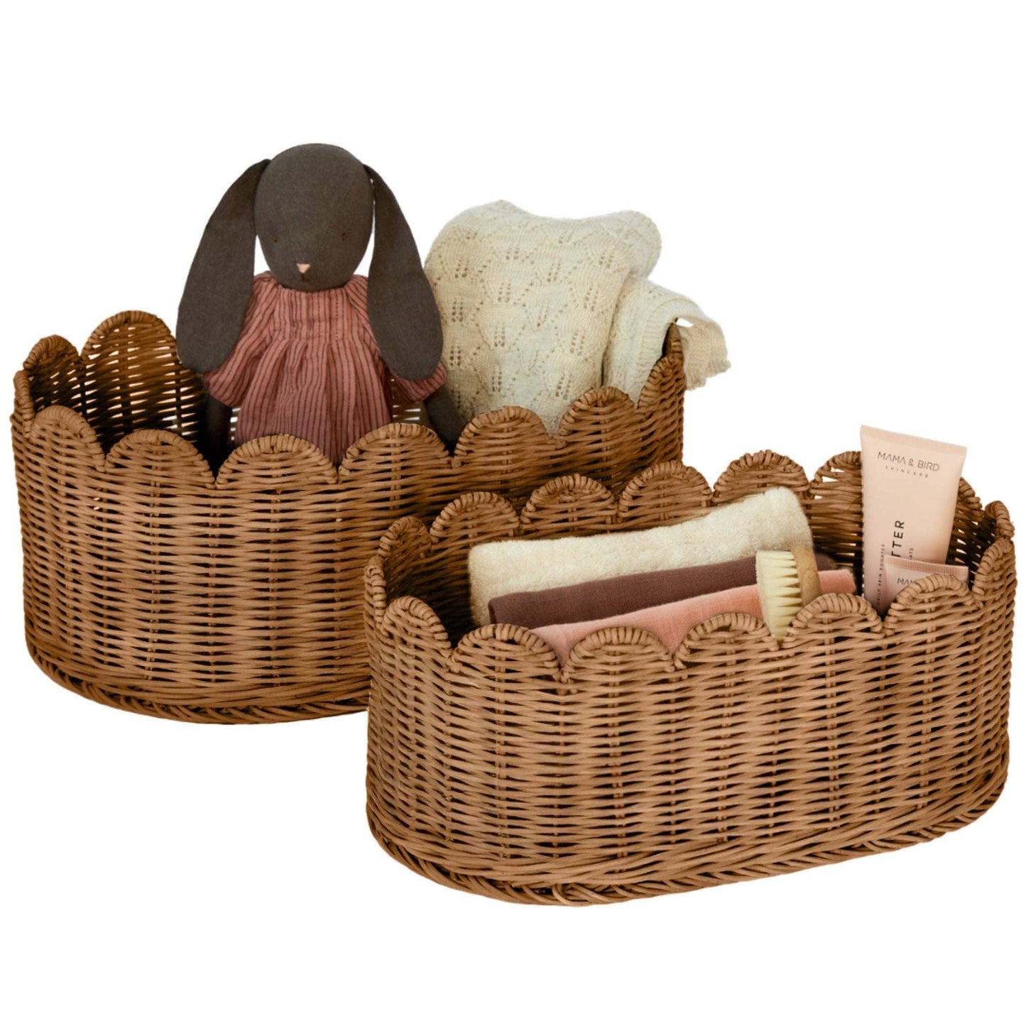 BELLE Scalloped Basket Set Mocca