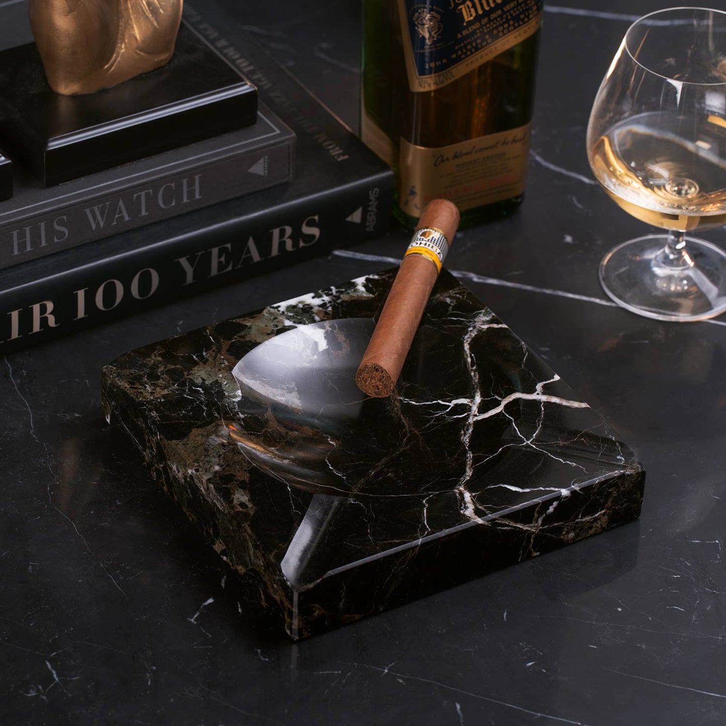 Oliva Ashtray Square Black Marble