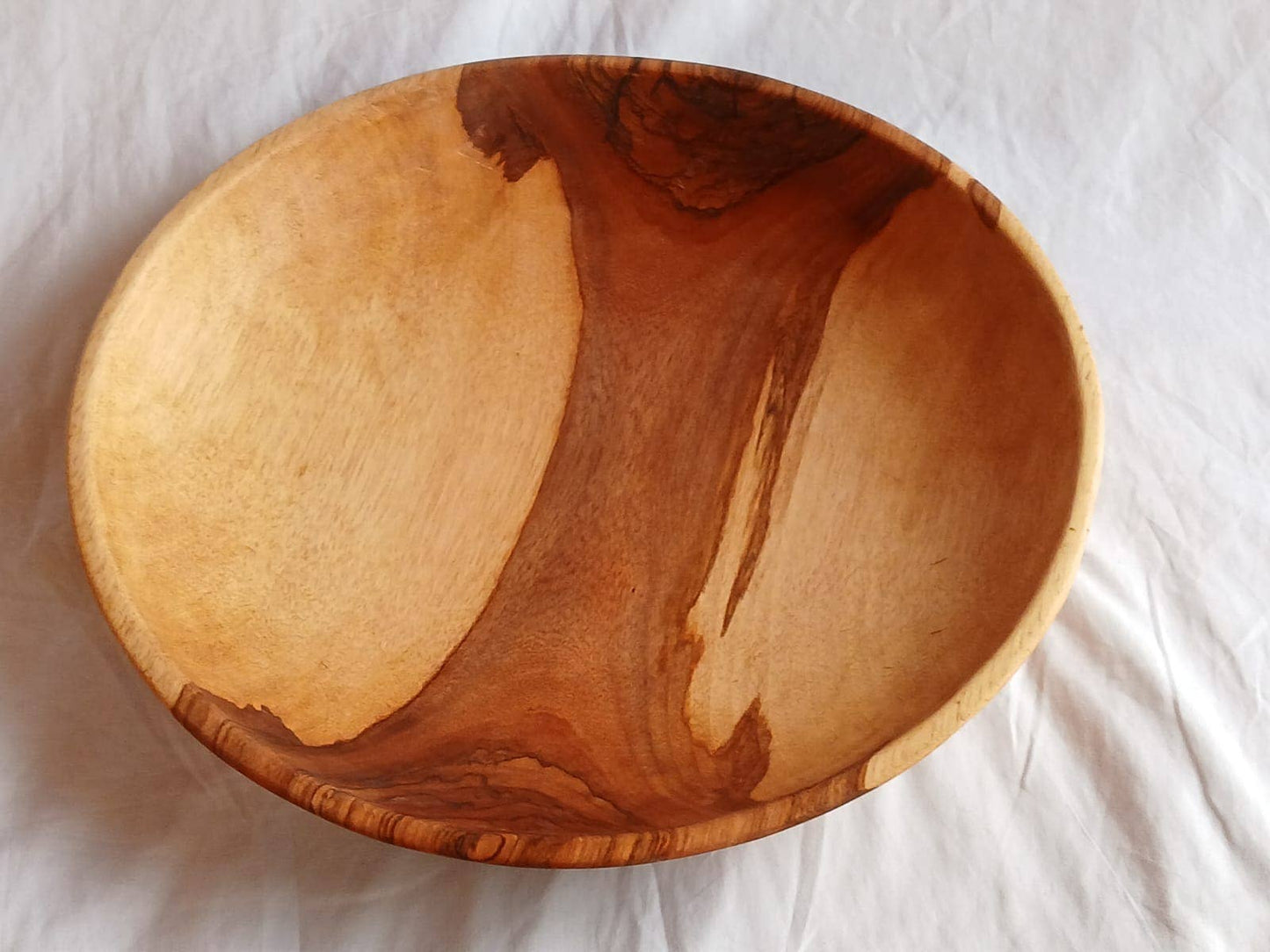 Large 18 inch Shallow Textured Serving Wood Bowl