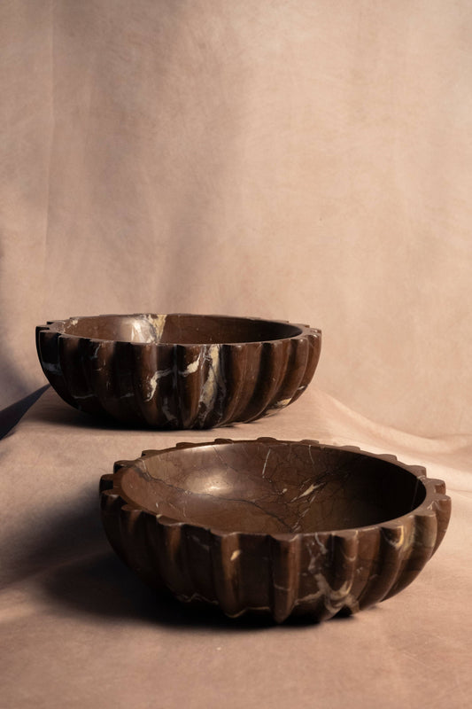 Signature Pleated Bowl - Chocolate Marble
