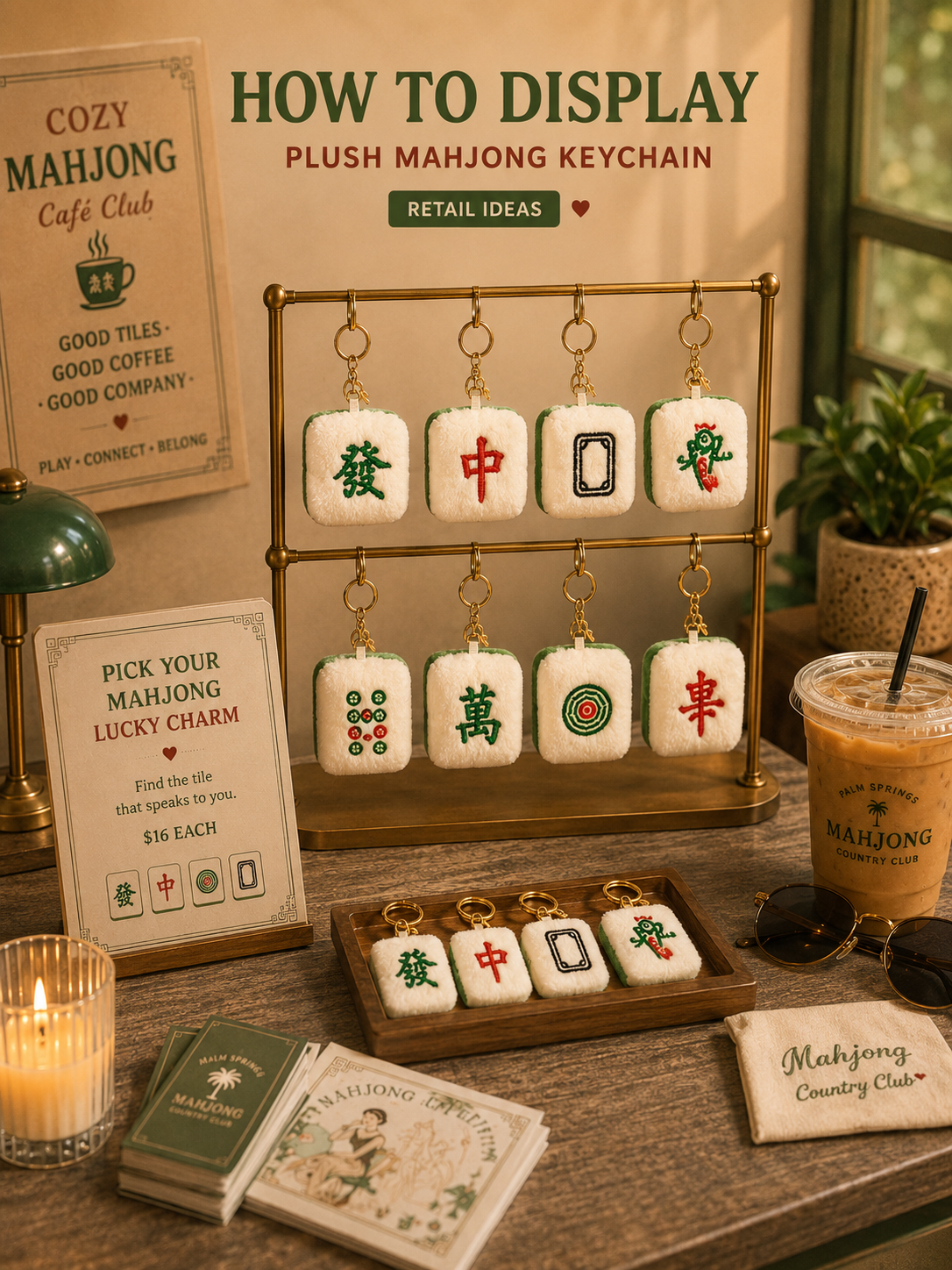 Mahjong Plush Keychain, Mahjong Bag Charm