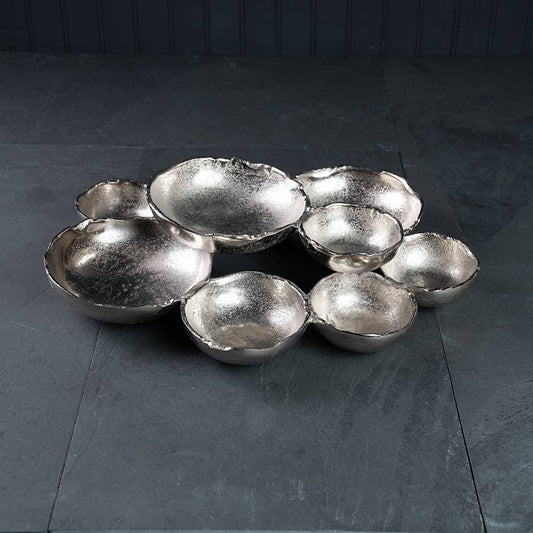Silver Textured 9-Bowl Cluster Platter