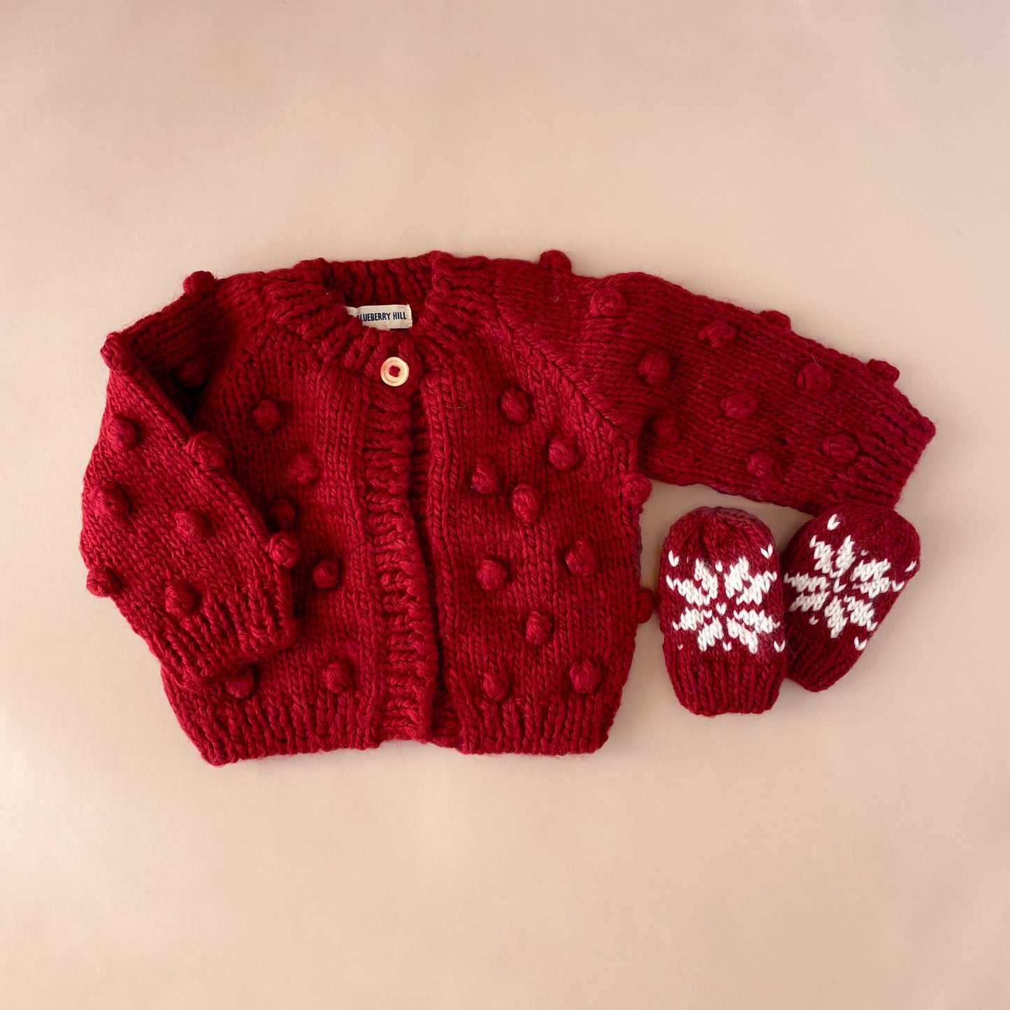 Popcorn Cardigan, Red Baby Kid Sweater Valentines Christmas