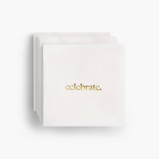 Celebrate Gold Foil Cocktail Napkins - Set Of 20