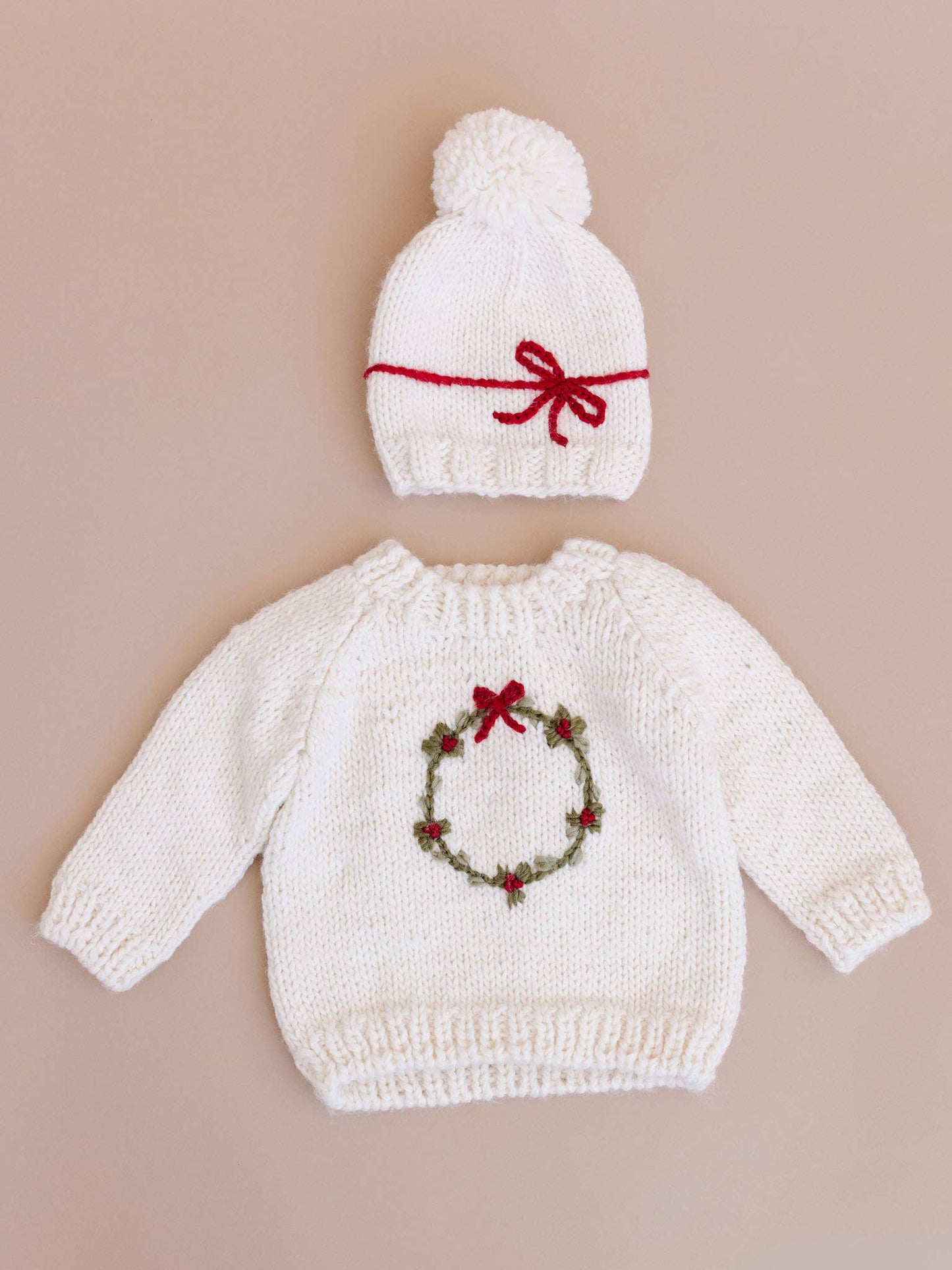 Present Hat Cream Red Kid Baby Holiday Christmas Bow