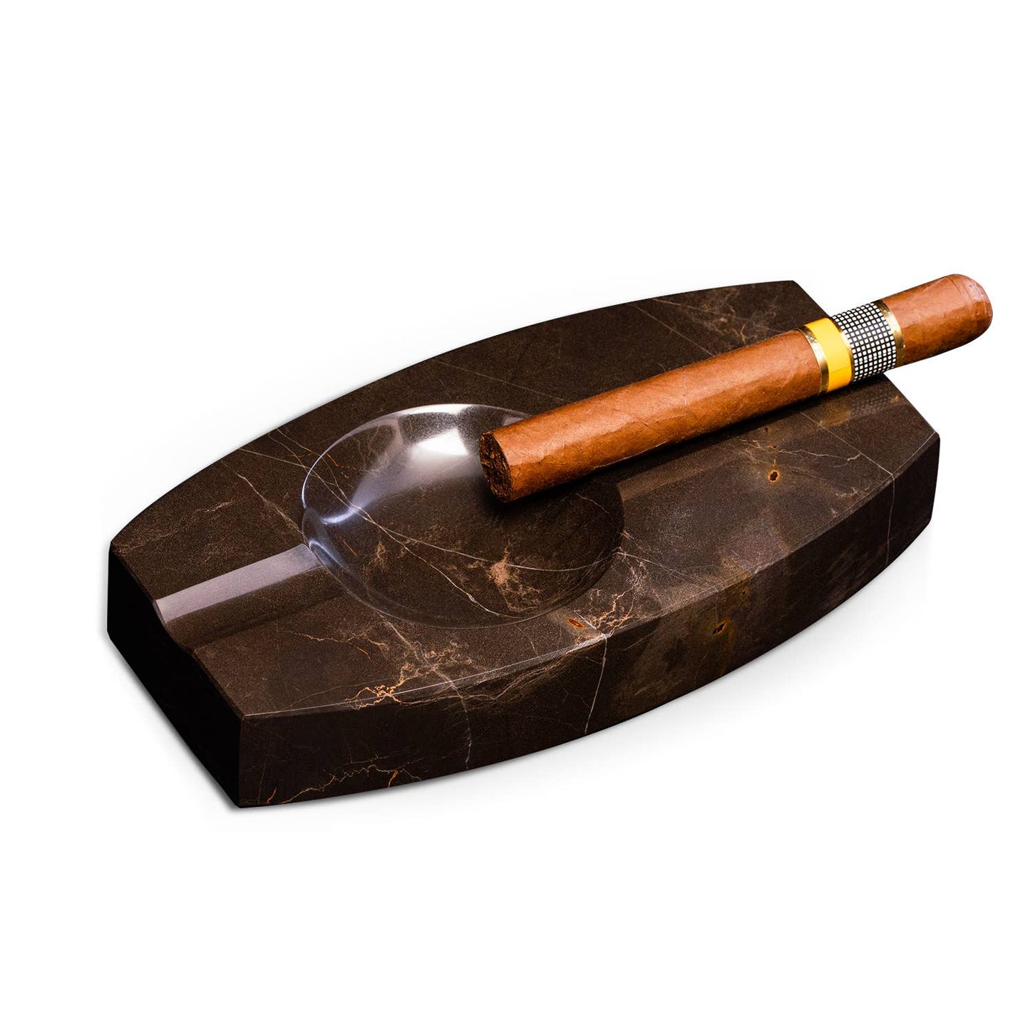 Marble Double Cigar Ashtray - Brown