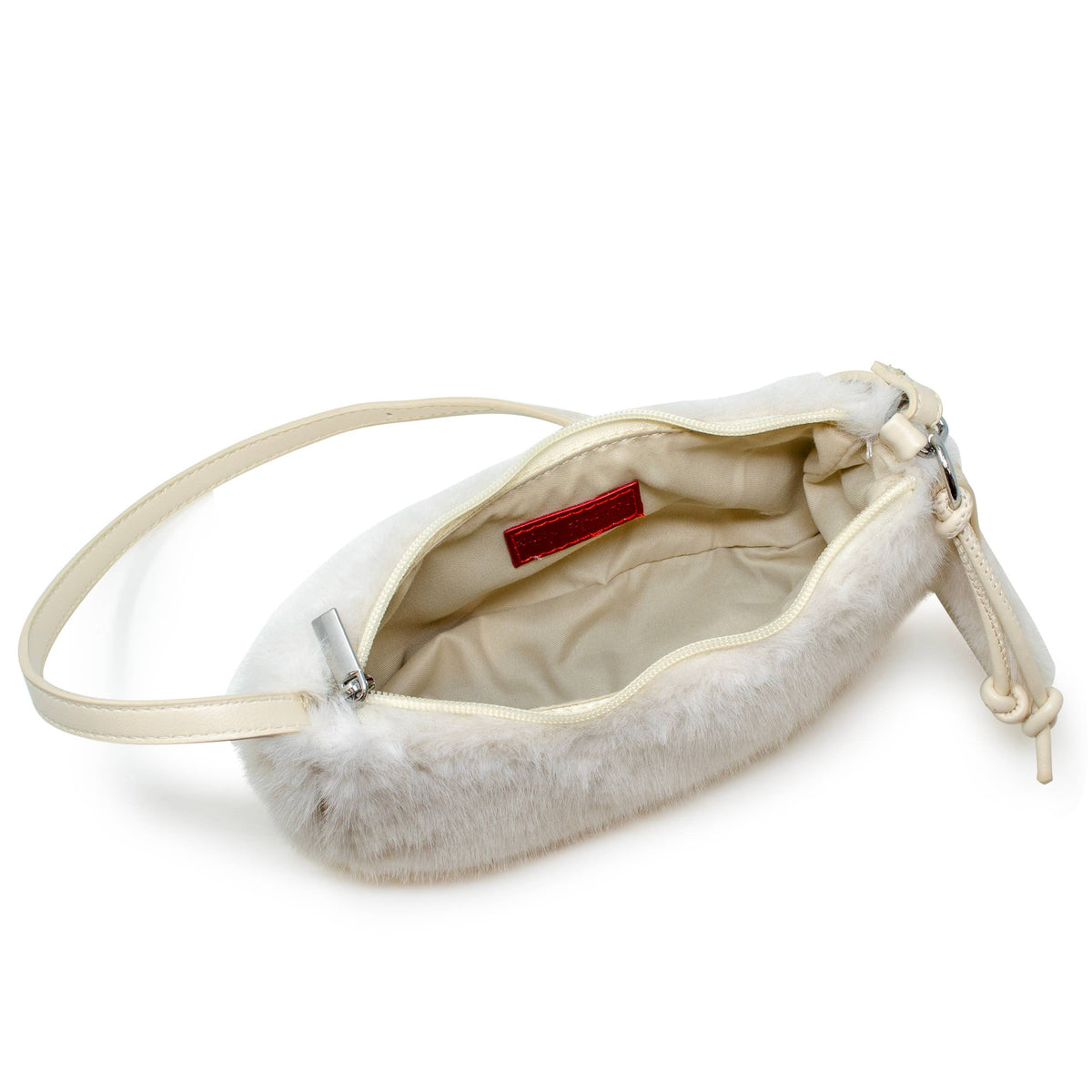 Kids Fuzzy Shoulder Bag with Heart Mirror Charm
