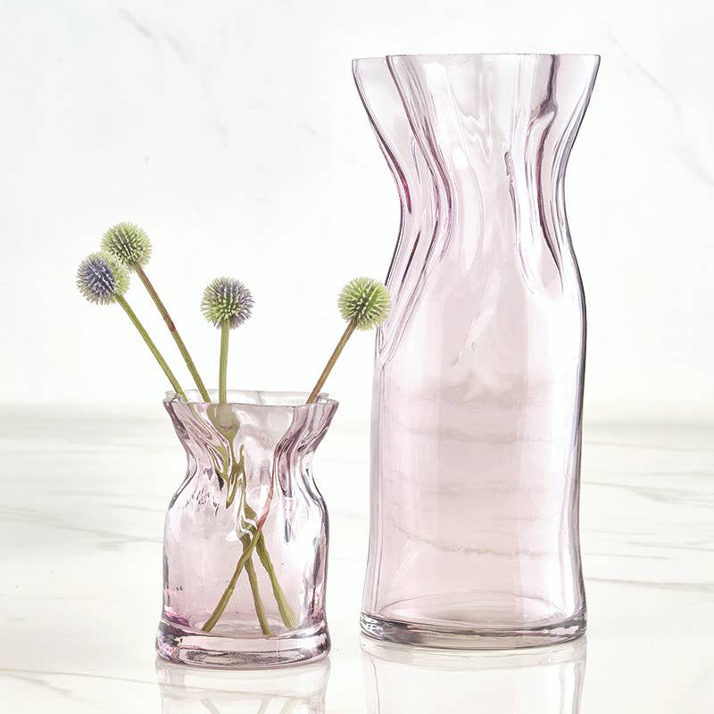 Lilac Glass Cinched Vase - Large