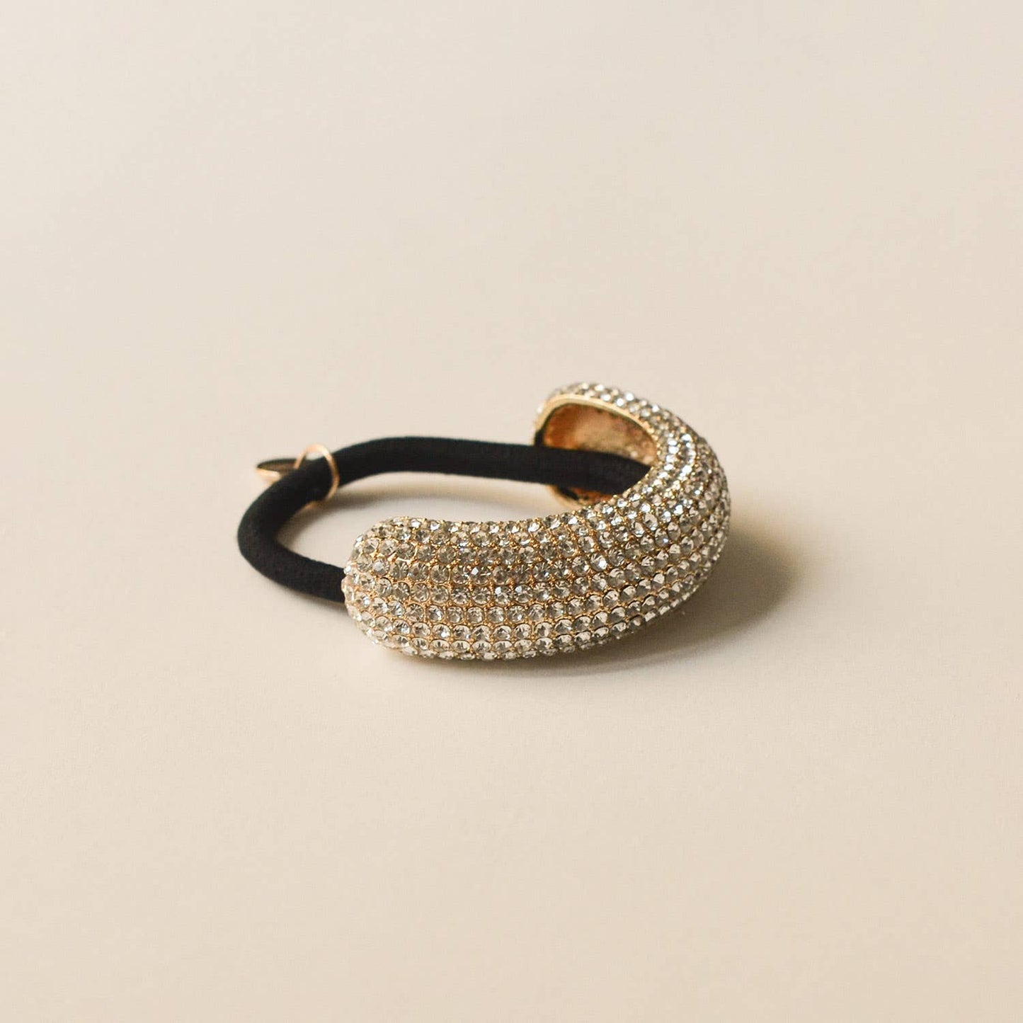 Pave Stone Metal Cuff Ponytail Hair Tie | Gold