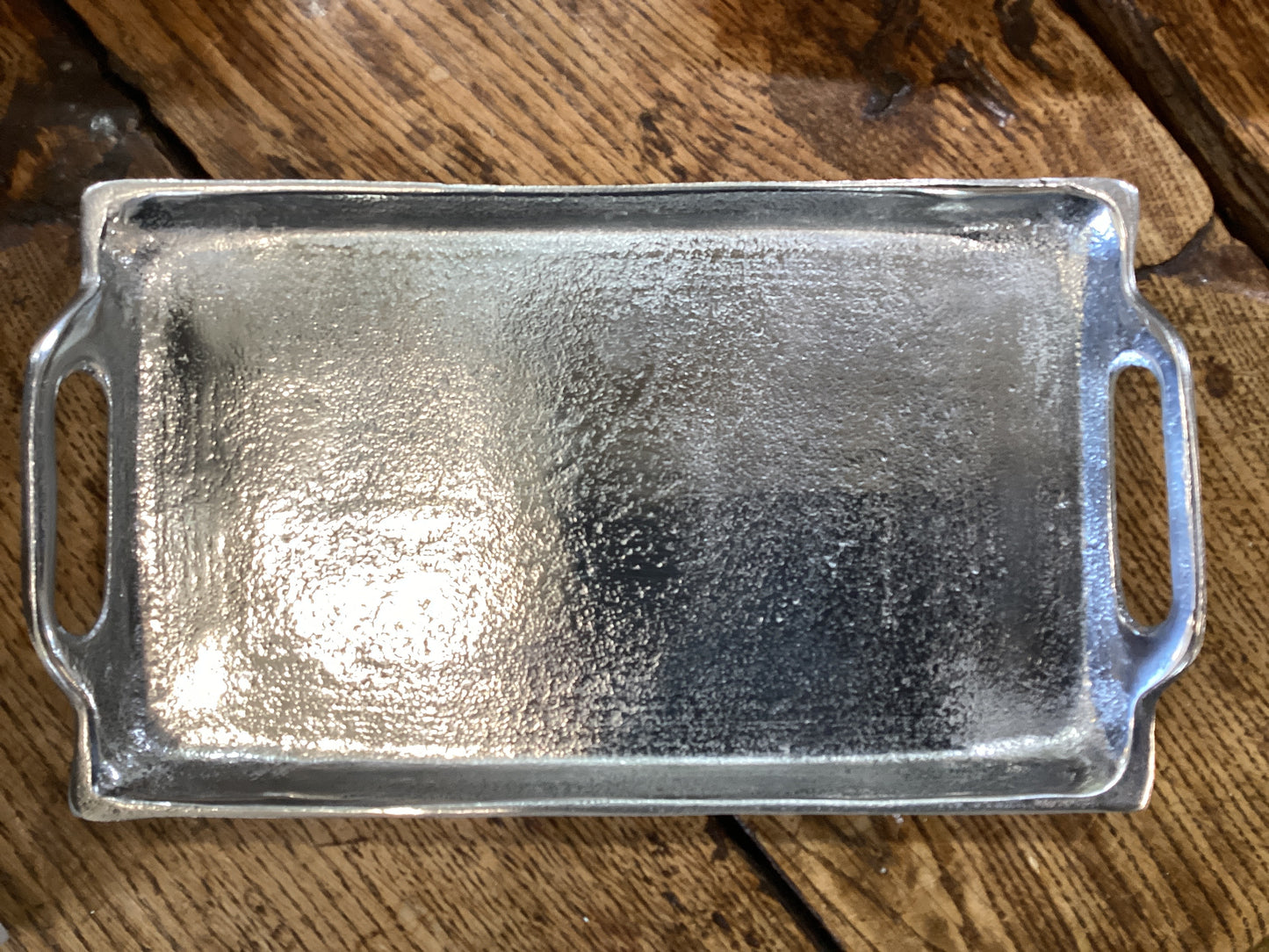 10” silver rec textured tray