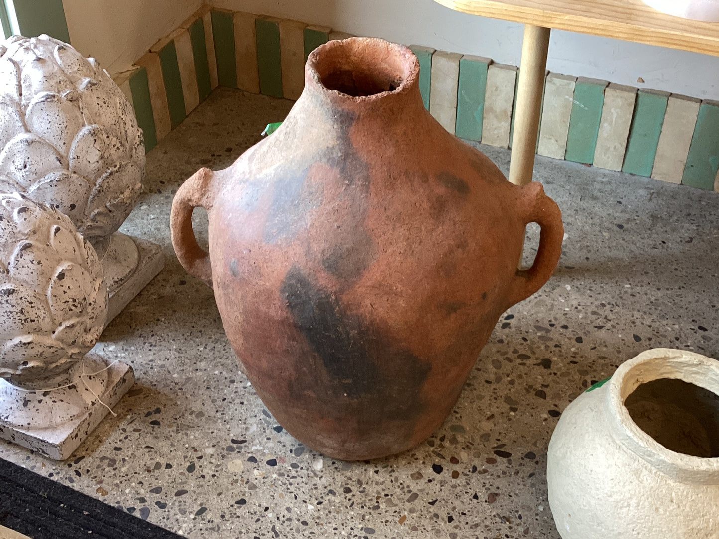 #51 Vintage Moroccan Large 2 Handle Skinny Neck Vessel