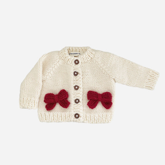 Red Bow Cardigan Kids Baby Sweater Christmas Holiday Love