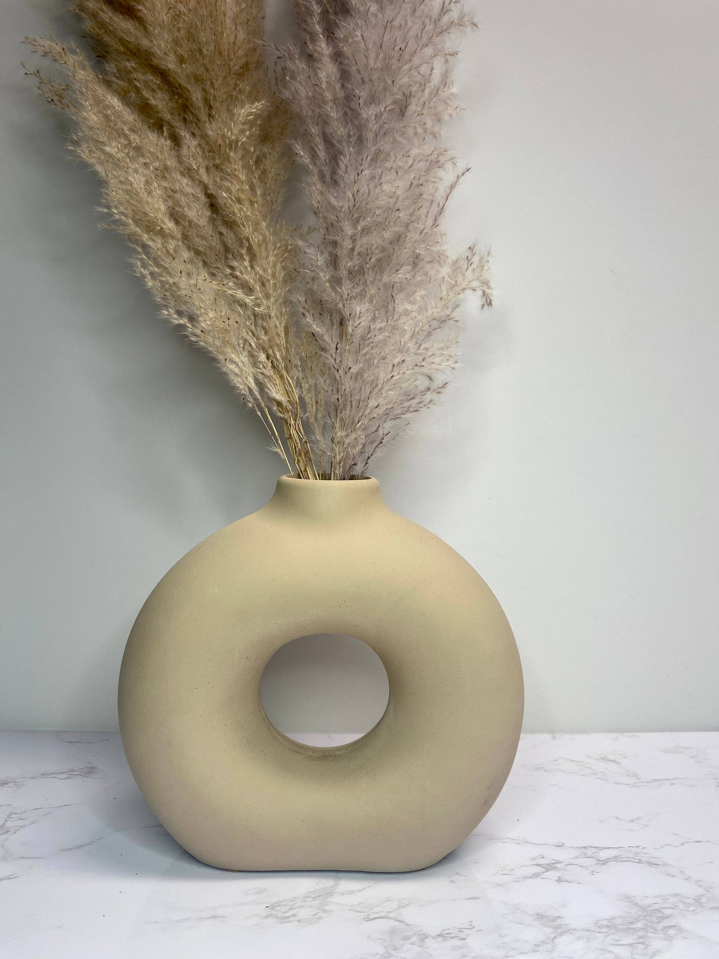 Fancy Concrete Donut Vase | Circular Hollow Vase