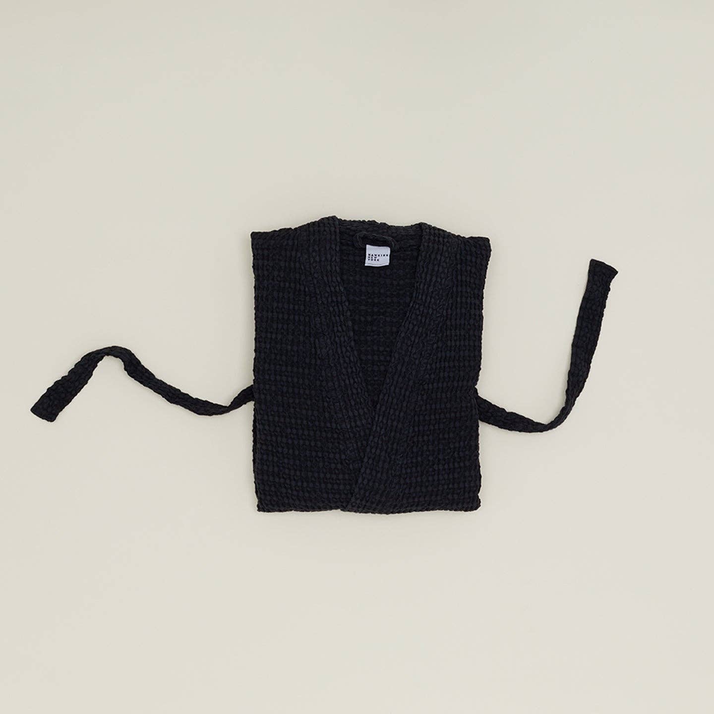 SIMPLE WAFFLE BATHROBE - BLACK